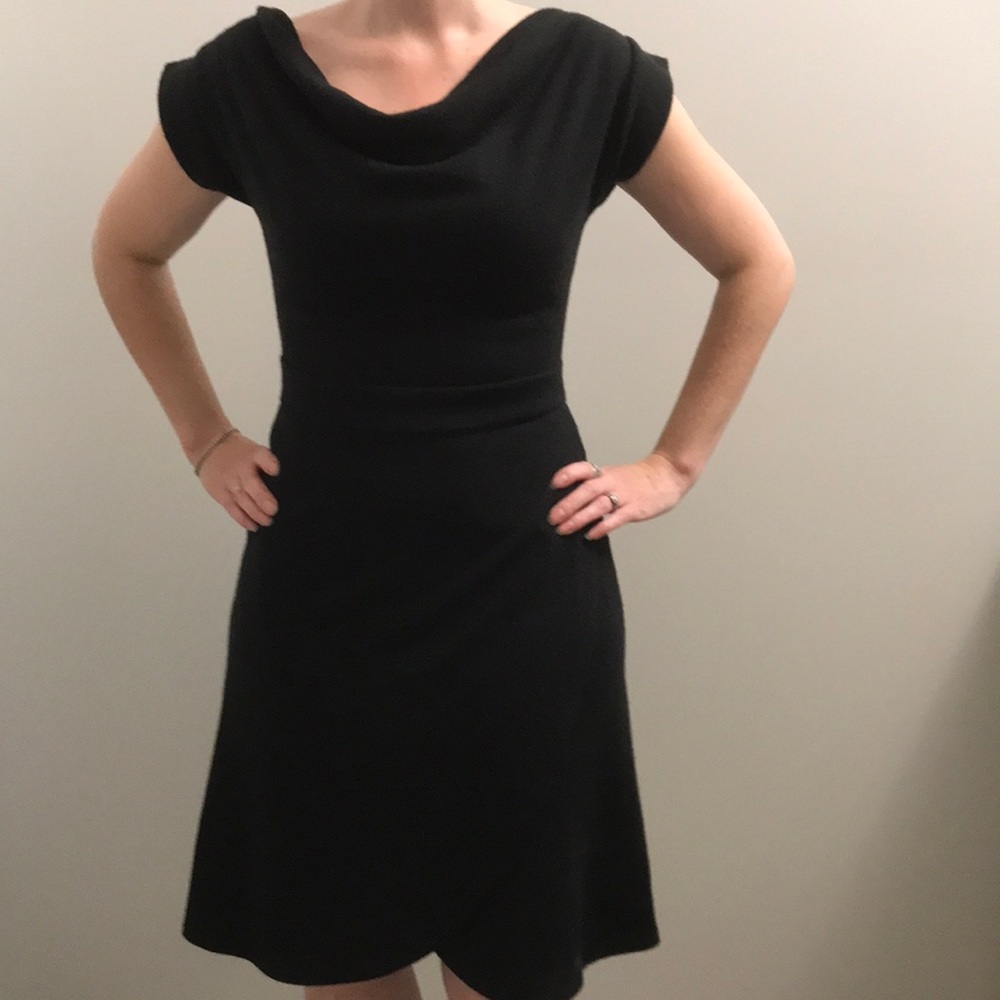 Black faux wrap dress XS